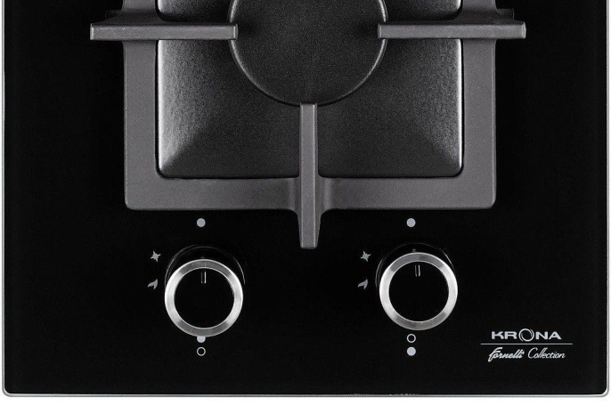 Газовая варочная панель Krona Calore 30,  2 конфорки,  закаленное стекло,  черный