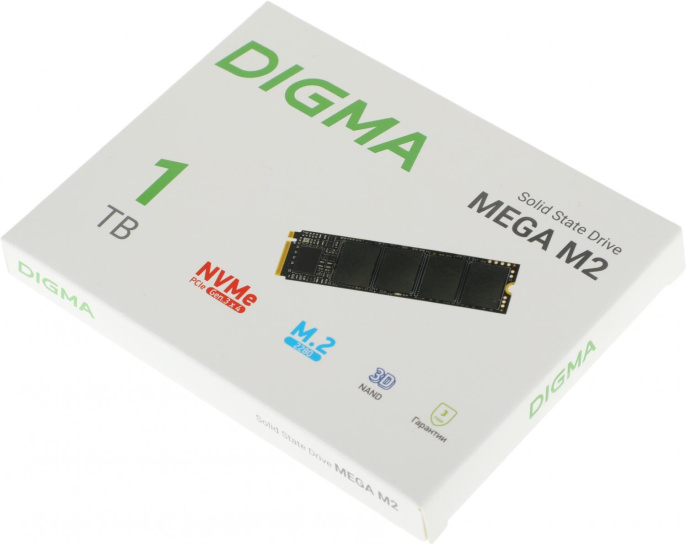 SSD накопитель Digma Mega M2 DGSM3001TM23T 1ТБ, M.2 2280, PCIe 3.0 x4, NVMe, M.2, rtl