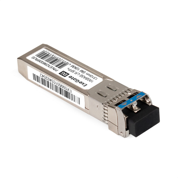 Трансивер SFP+ ExeGate EXT-10G-SM1310-LC2-10KM 10GBase-LR для одномодового оптического кабеля, 10 Гбит/с, Tx:1310/Rx:1310 нм, до 10 км, разъем Duplex LC EX298326RUS
