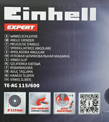 Углошлифовальная машина Einhell TE-AG 115/600 600Вт 12000об/мин рез.шпин.:M22.2 d 115мм (4430855)