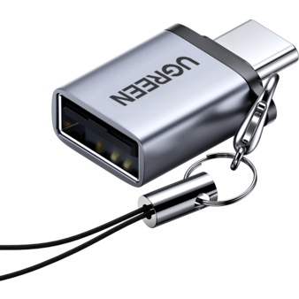 Адаптер переходник UGREEN US270 50283 Type C to USB 3.0 A Adapter Cable with Lanyard с ремешком. Цвет: серый космос (50283_)