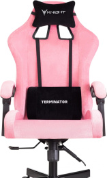 Кресло игровое Knight Terminator розовый Velvet 36 крестов. металл