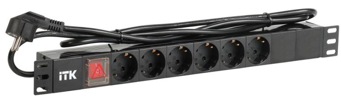 Блок распределения питания ITK PH12-6D1-P,  горизонт.размещ.,  SchukoХ6,  Тип вход. тока 16A,  2м