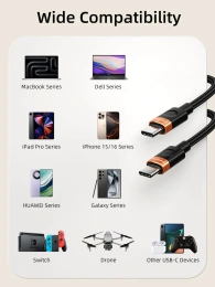 Кабель CABLETIME CUP6H (CT-CM60-AOB1) 1м USB C PD60W алюминий и ПВХ + плетеный для смартфонов