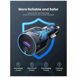 Автомобильное зарядное устройство UGREEN EC701 (35023) 63W 2-Port USB-C PD&USB-A w/o Cable Fast Car Charger без кабеля. Цвет: серый