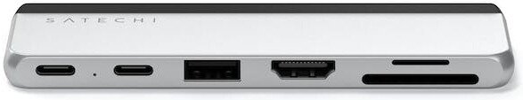 Хаб двойной Satechi Dual USB-C Hub For Surface Pro 9. Цвет: серебристый (ST-HSP9P)