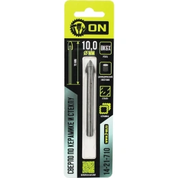 Сверло по керамике и стеклу твердосплавное 10x75 мм, цилиндрический хвостовик On 14-21-710