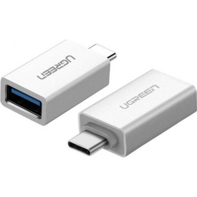 Переходник UGREEN US173-30155, Type C M to USB-A 3.0 F , OTG, скорость до 5 Гбит/с, пластиковый, White