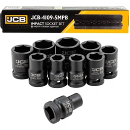 Набор головок ударных JCB 10 предметов, 1/2, 6 граней, 10,12,13,14,16,17,19,21,22,24 мм, в металл. кейсе JCB-4109-5MPB(61730)