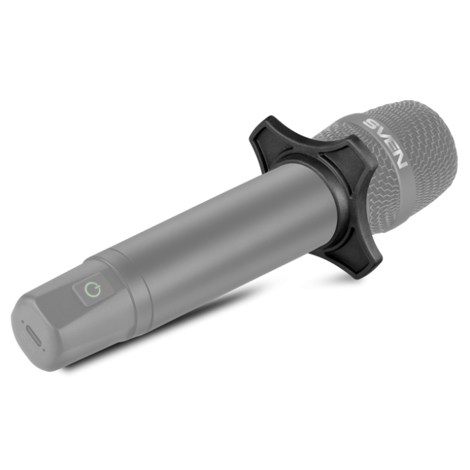 Микрофон Sven MK-740 SV-022532 беспроводной, динамический, ручной, кардиоидная направленность, 100-12000 Гц, 60 дБ, разъем подключения: 6.3 мм, радиус действия: до 25 м, время работы до 12 часов, аккумулятор микрофона: Li-Ion 180mAh, аккумулятор ресиве