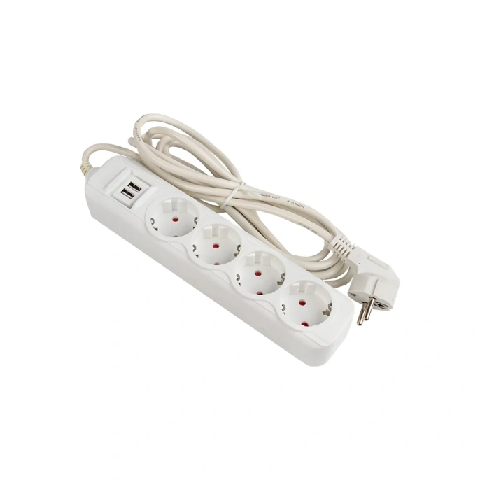 Удлинитель EKF "Эксперт" 4 гнезда 3 метра 16А/3,5кВт с 2 USB 2,1А ПВС 3х1 UBA16-2USB-4-03i