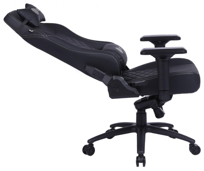 Кресло игровое Cactus CS-CHR-0112BL, экокожа, до 120кг, регулируемые 4D подлокотники,  черный