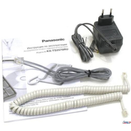 Проводной телефон Panasonic KX-TS2570RUW (белый) {ЖКД, АОН,однокноп.набор 3 ном., автодозвон, спикерфон, порт для доп. оборуд.}