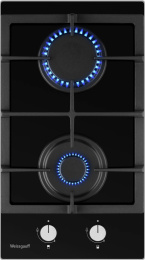 Газовая варочная панель WEISSGAUFF HGG 320 BGL,  2 конфорки,  закаленное стекло,  черный