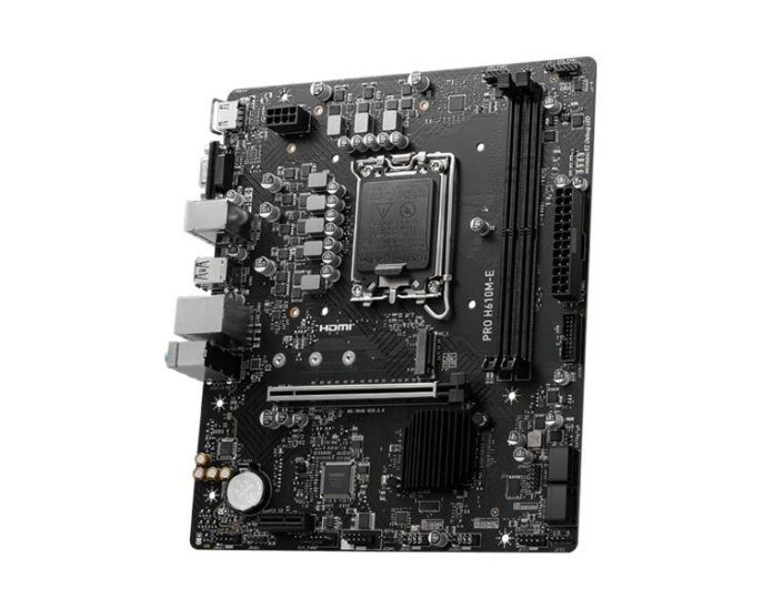 Материнская плата MSI PRO H610M-E H610, LGA1700, 2*DDR5, 1*PCIEx16, 1*PCIEx1, 1*M.2, 4*USB3.2Gen1, 4*USB2.0, 4*SATA3.0, 1G, VGA, HDMI, M-ATX, RTL