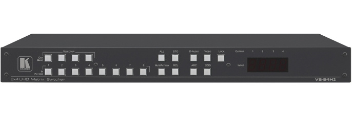 Матричный коммутатор Kramer VS-84H2 8х4 HDMI с независимой коммутацией эмбедированного звука; поддержка 4K60 4:4:4/ VS-84H2 [20-00011730]