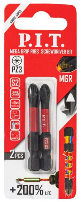 Бита P.I.T. ASDR01-50PZ3 ударная магнитная PZ3x50 мм, IMPACT, торсионная зона, 2 шт