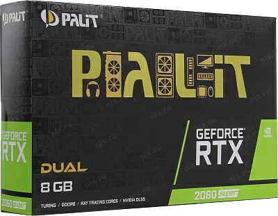Видеокарта 8Gb PCI-E GDDR6 Palit RTX2060 SUPER Dual (RTL) DVI+HDMI+DP GeForce RTX2060 SUPER NE6206S018P2-1160A-1
