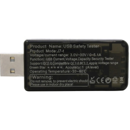 Цифровой тестер J7-t USB 3-30В 0-5А 0-999ч 0-99999мАч 0-999 Втч 0-999Ом 0-84°С