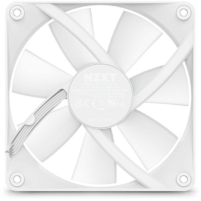 Кулер для корпуса ПК/ Case Cooler NZXT F120 RGB Core 120x120x25mm, 4-pin PWM, RGB, 78.86CFM, 33.88dBA, 1800RPM, White RF-C12SF-W1