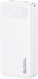 Внешний аккумулятор Usams CD251 PB80 PD20W 20000mAh Белый 20KCD25102 37Wh, выход Type-C: 5V-3A, 9V-2.22A, 12V-1.67A, вход Type-C: 5V-3A, 9V-2A, USB-A выход: 5V-3A, 9V-2A, 10V-2.25A, 12V-1.5A, время зарядки: 7 часов, материал: пластик