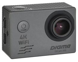 Экшн-камера DIGMA DiCam 300 4K,  WiFi,  серый [dc300]