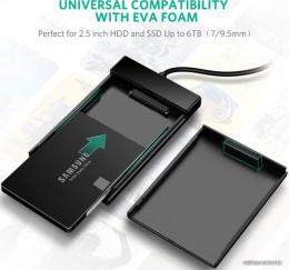 Бокс внешний для жесткого диска Ugreen US221 (30847) 2.5 Inch Hard Drive Box с кабелем USB 3.0. Длина кабеля: 30 см. Цвет: черный 30847_