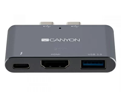 Док-станция Canyon DS-1 CNS-TDS01DG для Macbook Pro/Air (USB 3.0, Thunderbolt 3, HDMI), Серый