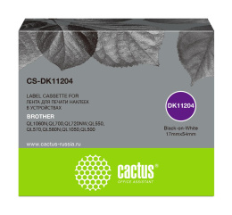 Картридж Cactus CS-DK11204, DK-11204, черный шрифт, белый фон,  CS-DK11204