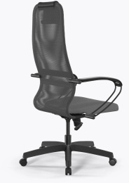 Кресло МЕТТА SU-B-8, сетка/ткань, до 120кг, топ-ган, фиксированные подлокотники,  светло-серый