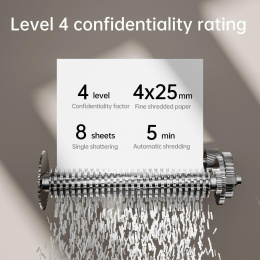 Уничтожитель бумаг Deli ET021,  с автоподачей,  P-4,  4х25 мм, 8 лист. одновременно, 12л
