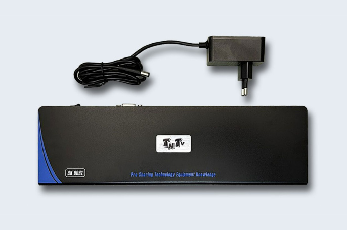 TNTV/TNT MMS-888VSH Разветвитель,, HDMI 2.0, 1 8 устройств, макс.10м. до входа у-ва+10м. до экрана толщ.жил шнура 24AWG ,, без шнуров, DC 5V, max data rate 18 гбит/с;max pixel clock 600 МГц;3D;HDCP2.2;макс.разр.до 3840x2160 60Hz 4:4:4