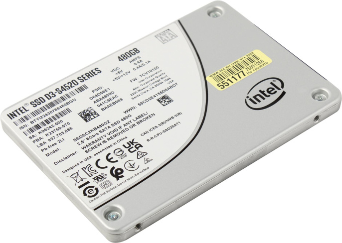 Накопитель SSD Supermicro D3 S4520 480GB SATA 6Gb/s 3D TLC 2.5 7.0mm 2DWPD SSDSC2KB480GZ01 HDS-25T0-480G0-L2-TXD-NON-007