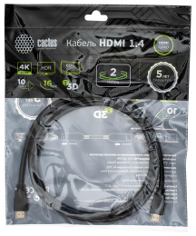 Кабель аудио-видео Cactus CS-HDMI.1.4-2,  HDMI (m) -  HDMI (m),  ver 1.4,  2м, GOLD,  черный