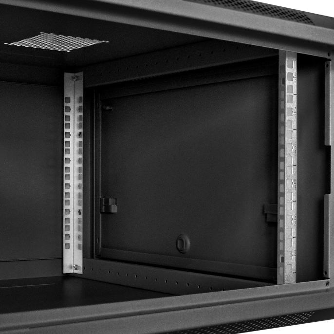 Шкаф телекоммуникационный 19" настенный 6U ExeGate EC-WM-6U.600.M.BLACK 19”, 6U, 600x600x370mm ШхГхВ , передняя дверь металл, съемные боковые панели, пыле- и влагозащита IP23, черный RAL 9004 EX298618RUS