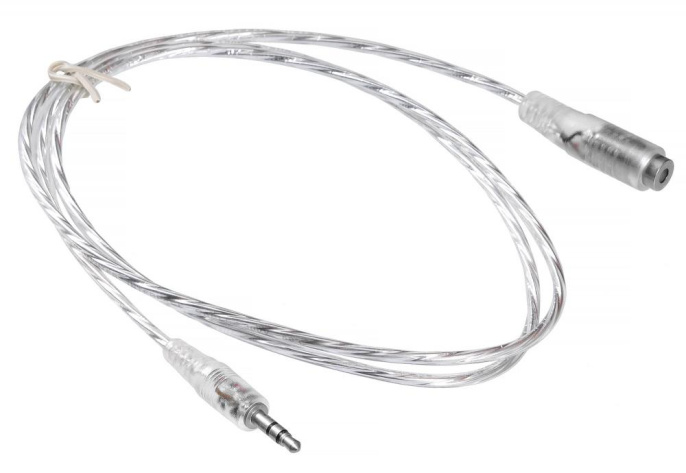 Кабель-удлинитель аудио Buro Jack 3.5 (m) -  Jack 3.5 (f),  1м, прозрачный [cab025-1m]