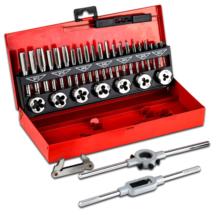 Набор для нарезания резьбы P.I.T. ASET09-0032 32 предмета метчики, плашки, держатели