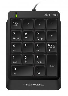 Числовой блок A4TECH Fstyler FK13P, USB, мембранная,  черный [fk13p black]