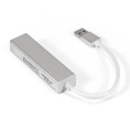 Кабель-адаптер ExeGate EXE-77U3T-45 USB3.0 -- 3xUSB3.0 + 1xRJ45 UTP 1000Mbps RTL8153, корпус алюминиевый, серебристый EX294185RUS