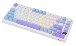 Клавиатура Royal Kludge RK-M75 Клавиатура Royal Kludge RK-M75 Taro milk, белый, голубой, фиолетовый, USB/2.4 GHz/Bluetоoth, подсветка RGB, горячая замена клавиш Hot Swap, коричневые свичи