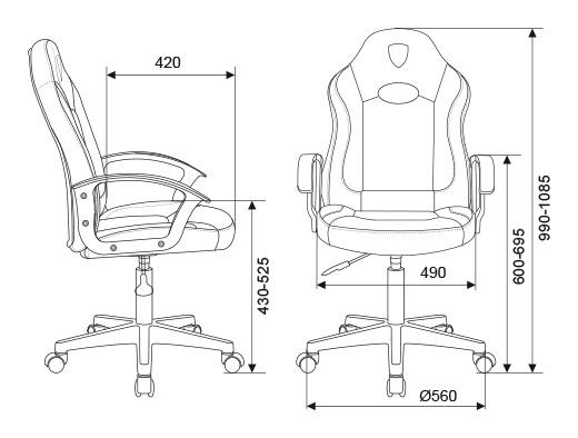 Кресло игровое ZOMBIE 11LT, ткань/экокожа, до 120кг, черный/синий/синий