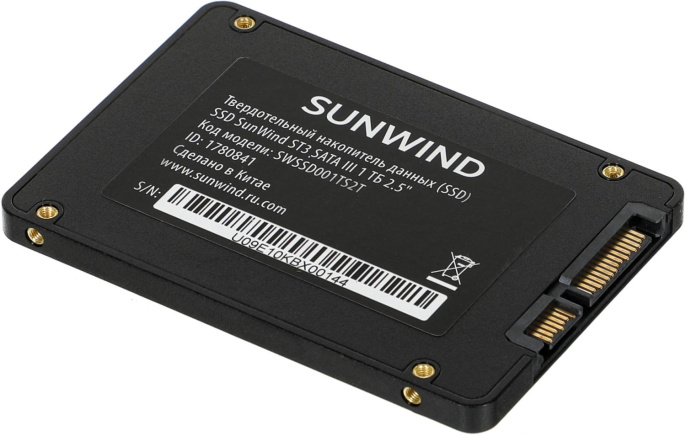 SSD накопитель SunWind ST3 SWSSD001TS2T 1ТБ, 2.5", SATA III, SATA, rtl