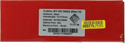 Медиаконвертер MultiCo MY-MC1000A 20km V2 (, 1 порт 1000Base-FX, RX 1550 нм/TX 1310 нм ), Simplex аналог DMC-G20SC-BXU/A1A