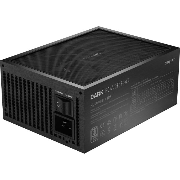 Блоки питания Power Supply be quiet! DARK POWER PRO 12 1200W, 1200W 80+ Titanium ATX, 2.51, Full-modular, 1x24 20+4 pin 600mm, 1xCPU 4+4 pin 700mm, 10xPCIe 6+2 pin 600mm, 16xSATA3 600mm, 8xMOLEX4pin 500mm, Active, 135x135mm, 200x150x86mm, APFC, OVP, UVP