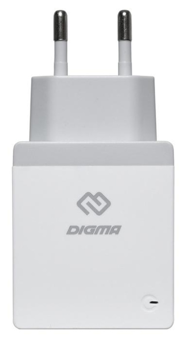 Сетевое зарядное устройство Digma DGWC-2U-3A-WG,  2xUSB-A,  15.5Вт, 3.1A, белый