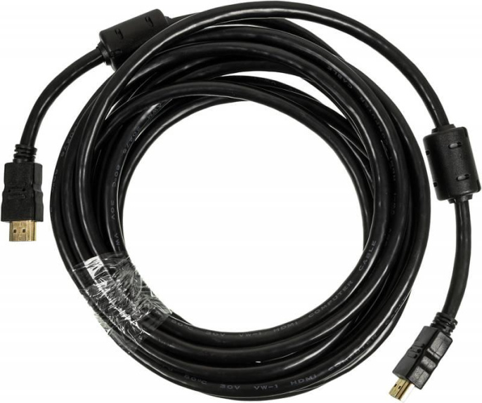 Кабель соединительный аудио-видео NingBo HDMI-5M-MG,  HDMI (m) -  HDMI (m),  ver 1.4,  5м, GOLD,  ф/фильтр,  черный [hdmi-5m-mg(ver1.4)bl]