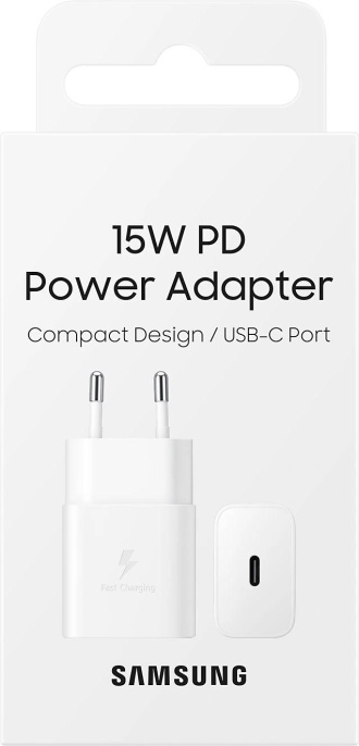 Сетевое зарядное устройство Samsung EP-T1510,  USB-C, USB-C, 15Вт, 2A, белый [ep-t1510xwegeu]