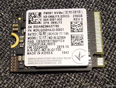 Накопитель SSD Samsung PM991 256GB MZ-9LQ256A M.2, PCI Express 3.0 x4 (NVMe) 2230 + удлинитель до 2280