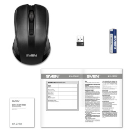 Беспроводная мышь Sven RX-270W чёрная 3+1кл. 800-1600DPI, блист SV-016234