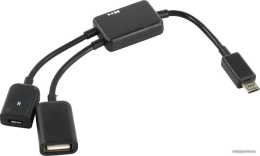 KS-is KS-333 Кабель-переходник USB AF+microUSB BF -- microUSB BM OTG